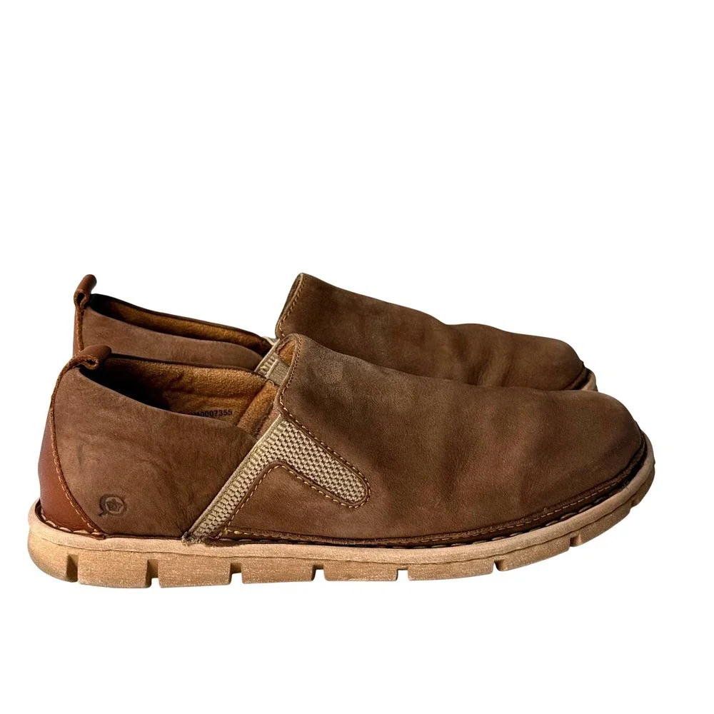 Born Mens Brown Leather Slip On Loafers Casual Comfort Shoes Sz 10.5 -11